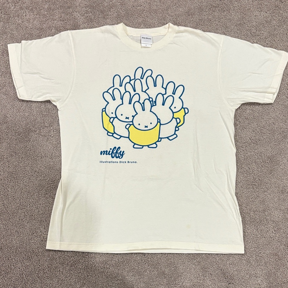 miffy Cream Tee with Blue & Yellow Graphic